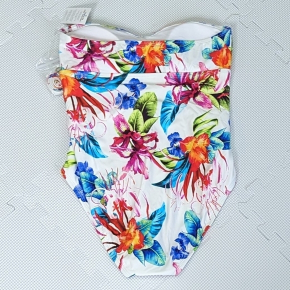 Athena NWT One Piece White Floral Print Swimsuit Removable Straps Size 6 - Picture 6 of 7